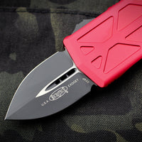 Microtech Exocet Red Money Clip Double Edge Out The Front (OTF) Knife With Black Blade 157-1 RD