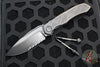 Microtech Anax- Black DLC Single Edge- DLC Finished Titanium Handle with Carbon Fiber Inlay- Part Serrated Blade- Dual Lanyard 190C-2 DLCTCFTI