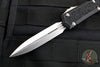 PREOWNED- Microtech Makora- Double Edge- Black Handle- Stonewash Plain Edge 206-10 S