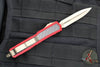 Microtech Makora- Double Edge- Red Handle With Carbon Fiber Inlay- Bronzed Plain Edge 206-13 RDCFIS