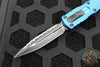 Microtech Dirac OTF Knife- Double Edge- Blue Handle- Black Full Serrated Blade and HW 225-3 BL