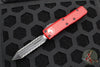 Microtech UTX-85 OTF Knife- Spartan Edge- Red Handle- Double Full Serrated Black Blade 230-D3 RD