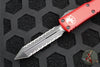 Microtech UTX-85 OTF Knife- Spartan Edge- Red Handle- Double Full Serrated Black Blade 230-D3 RD