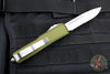 Microtech UTX-85 OTF Knife- Single Edge- OD Green Handle- Apocalyptic Part Serrated Blade 231-11 OD