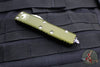 Microtech UTX-85 OTF Knife- Single Edge- OD Green Handle- Apocalyptic Part Serrated Blade 231-11 OD