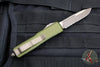 Microtech UTX-85 OTF Knife- Single Edge- OD Green Handle- Bronzed Apocalyptic Part Serrated Blade 231-14 APOD