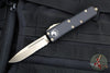 Microtech UTX-85 OTF Knife- Single Edge- Black Handle- Bronzed Part Serrated Blade 231-14