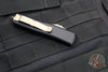 Microtech UTX-85 OTF Knife- Single Edge- Black Handle- Bronzed Part Serrated Blade 231-14