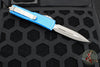 Microtech UTX-85 OTF Knife- Double Edge- Distressed Blue Handle- Apocalyptic Blade 232-10 DBL