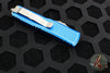 Microtech UTX-85 OTF Knife- Double Edge- Distressed Blue Handle- Apocalyptic Blade 232-10 DBL