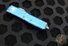 Microtech UTX-85 OTF Knife- Double Edge- Distressed Blue Handle- Apocalyptic Blade 232-10 DBL