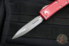 Microtech UTX-85 OTF Knife- Double Edge- Distressed Red Handle- Apocalyptic Blade 232-10 DRD