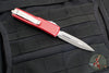 Microtech UTX-85 OTF Knife- Double Edge- Distressed Red Handle- Apocalyptic Blade 232-10 DRD