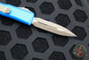 Microtech UTX-85 OTF Knife- Double Edge- Blue Handle- Bronzed Apocalyptic Blade 232-13 APBL