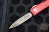 Microtech UTX-85 OTF Knife- Double Edge- Red Handle- Bronzed Apocalyptic Blade 232-13 APRD