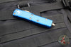 Microtech UTX-85 OTF Knife- Double Edge- Blue Handle- Bronzed Blade 232-13 BL