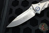 Microtech Socom Bravo- Single Edge- Bead Blast Finish Titanium Handle with Carbon Fiber Scales- Blue Pivot Collar 260-7 CFTI