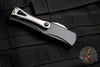 PREOWNED- Microtech Hera OTF Knife- Double Edge- Black Handle- Stonewash Full Serrated Blade 702-12 PREOWNED