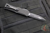 Microtech Hera OTF Knife- Frag Handle- Double Edge- Black Handle- Black Full Serrated Blade 702-3 TFRS