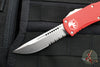 Microtech Hera OTF Knife- Single Edge- Red Handle- Stonewash Part Serrated 703-11 RD