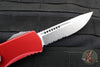 Microtech Hera OTF Knife- Single Edge- Red Handle- Stonewash Part Serrated 703-11 RD