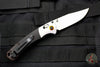 Benchmade Mini Crooked River Anodized Aluminum and Wood scales with Satin Blade Orange backspacer 15085-2
