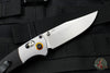 Benchmade Mini Crooked River Anodized Aluminum and Wood scales with Satin Blade Orange backspacer 15085-2