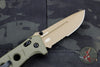 Benchmade Adamas- Flat Earth Part Serrated Brown Drop Point- Olive Drab G-10 Scales 275SFE-2