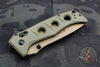 Benchmade Adamas- Flat Earth Part Serrated Brown Drop Point- Olive Drab G-10 Scales 275SFE-2