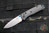 Benchmade Mini Bugout- Carbon Fiber Handle- Stonewash Plain Edge- Blue Thumbstud and Backspacer 533-3