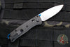 Benchmade Mini Bugout- Carbon Fiber Handle- Stonewash Plain Edge- Blue Thumbstud and Backspacer 533-3