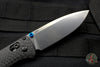 Benchmade Bugout Carbon Fiber Handle Satin Drop Point Blade Blue Hardware 535-3