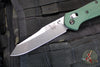 Benchmade Osbourne Satin Reverse Tanto Green w Purple Backspacer Axis lock folder 940