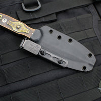 Blackside Customs Starlingear Colaboration- Copper Handled Phase 7- Double Edge Damascus Dagger - One Off Art Deco