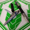 Heretic Thoth Pen- Stonewashed Titanium Tail and End Cap-Black Aluminum Barrel-Blue Bolt