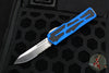 Heretic Colossus OTF Auto- Single Edge- Blue Handle- Stonewash Part Serrated Edge H039-2B-BLU