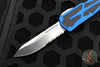 Heretic Colossus OTF Auto- Single Edge- Blue Handle- Stonewash Part Serrated Edge H039-2B-BLU