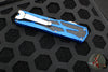 Heretic Colossus OTF Auto- Single Edge- Blue Handle- Stonewash Part Serrated Edge H039-2B-BLU