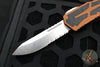 Heretic Colossus OTF Auto- Single Edge- Root Beer Handle- Stonewash Part Serrated Edge H039-2B-RB