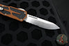 Heretic Colossus OTF Auto- Single Edge- Root Beer Handle- Stonewash Part Serrated Edge H039-2B-RB