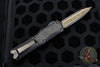 Heretic Custom Colossus OTF Auto- Double Edge- Black with Fat Carbon Black Dunes Inlay- Baker Forge Damascus Blade