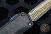 Heretic Custom Colossus OTF Auto- Double Edge- Black with Fat Carbon Black Dunes Inlay- Baker Forge Damascus Blade