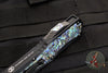 Heretic Custom Colossus OTF Auto- Tanto Edge- Black Handle with Abalone Inlay- Cracked Ice Finished Blade