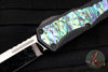 Heretic Custom Colossus OTF Auto- Tanto Edge- Black Handle with Abalone Inlay- Cracked Ice Finished Blade