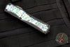 Heretic Custom Colossus OTF Auto- Tanto Edge- Black Handle with Abalone Inlay- Cracked Ice Finished Blade