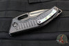 Heretic Knives Custom Medusa OTS Auto- Tanto Edge- DLC Titanium Handle with Frag Pattern- Stealth Polished Blade- Abalone Button And Clip Inlay- Serial Number 16