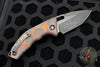 Heretic Knives Medusa Auto Knife Orange Camo Carbon Fiber Handles - Tanto Edge Two Tone Black DLC Blade H011-6A-ORCF