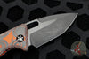 Heretic Knives Medusa Auto Knife Orange Camo Carbon Fiber Handles - Tanto Edge Two Tone Black DLC Blade H011-6A-ORCF