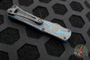 Heretic Manticore-S OTF Knife- Recurve Edge- Blue Ano/Blue Camo Carbon Handle- Black DLC Blade H025-6A-BLU/CF