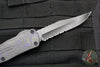 Heretic Manticore-E OTF Auto- Bowie Edge- Purple Camo Carbon Fiber Bottom - DLC Part Serrated Edge H026B-6B-PUCF